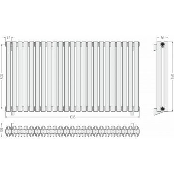 Радиатор двухрядный коаксиальный Сунержа (Sunerga) Эстет-00 500х1035 мм 23 секции 30-0332-5023