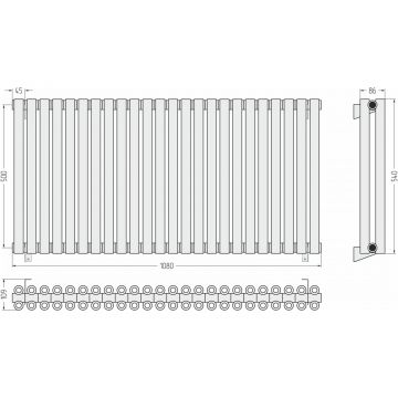 Радиатор двухрядный коаксиальный Сунержа Эстет-00 500х1080 мм 24 секции 00-0332-5024