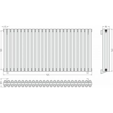 Радиатор двухрядный коаксиальный Сунержа (Sunerga) Эстет-00 500х1125 мм 25 секций 15-0332-5025