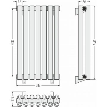 Радиатор двухрядный коаксиальный Сунержа Эстет-00 500х315 мм 7 секций 071-0332-5007