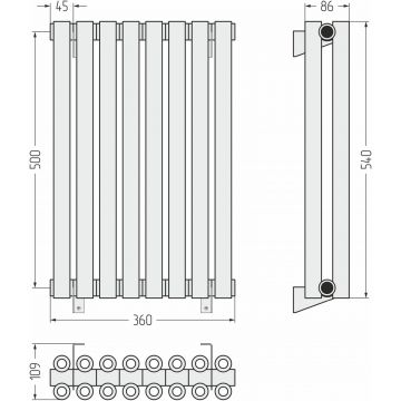 Радиатор двухрядный коаксиальный Сунержа Эстет-00 500х360 мм 8 секций 03-0332-5008