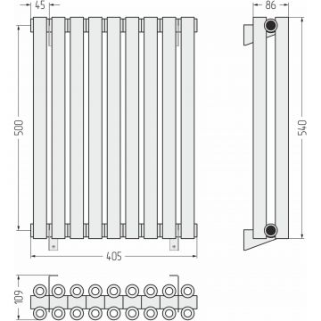 Радиатор двухрядный коаксиальный Сунержа Эстет-00 500х405 мм 9 секций 00-0332-5009