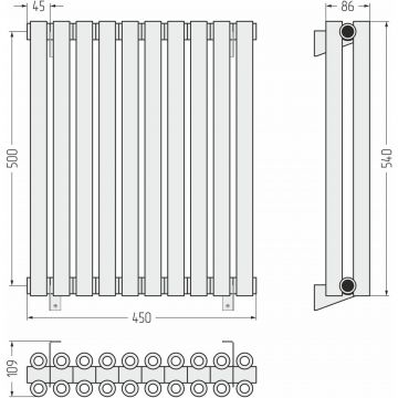 Радиатор двухрядный коаксиальный  Сунержа Эстет-00 500х450 мм 10 секций 00-0332-5010