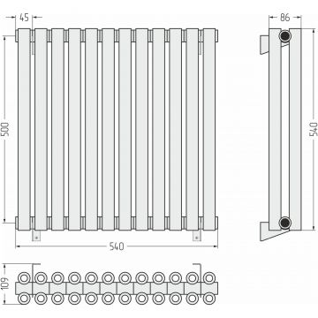Радиатор двухрядный коаксиальный Сунержа (Sunerga) Эстет-00 500х540 мм 12 секций 020-0332-5012