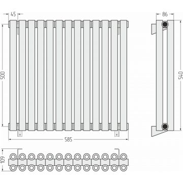 Радиатор двухрядный коаксиальный Сунержа Эстет-00 500х585 мм 13 секций 05-0332-5013