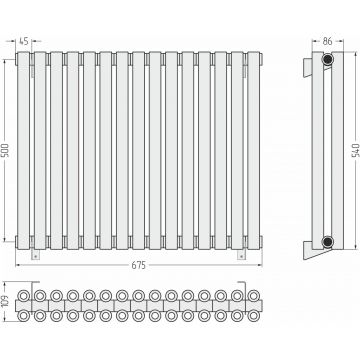 Радиатор двухрядный коаксиальный Сунержа Эстет-00 500х675 мм 15 секций 12-0332-5015