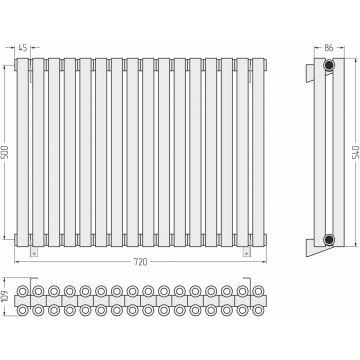 Радиатор двухрядный коаксиальный Сунержа Эстет-00 500х720 мм 16 секций 12-0332-5016