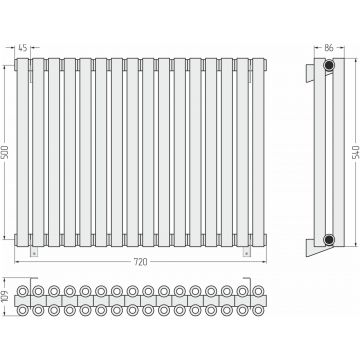 Радиатор двухрядный коаксиальный Сунержа Эстет-00 500х720 мм 16 секций 03-0332-5016
