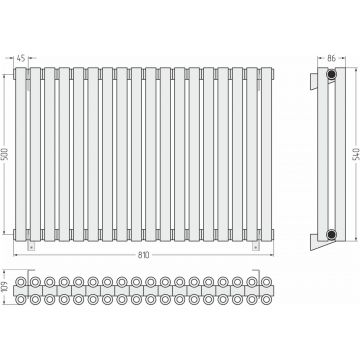 Радиатор двухрядный коаксиальный Сунержа Эстет-00 500х810 мм 18 секций 032-0332-5018