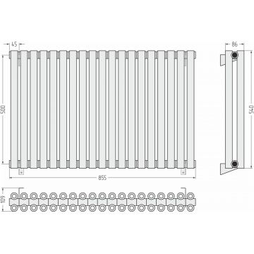 Радиатор двухрядный коаксиальный Сунержа Эстет-00 500х855 мм 19 секций 00-0332-5019