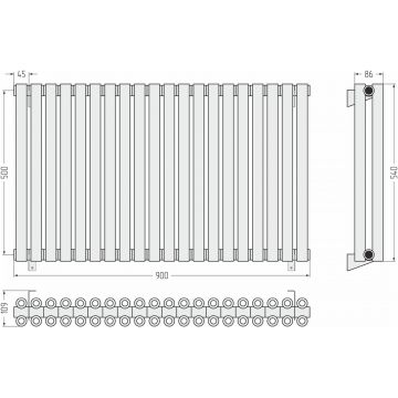 Радиатор двухрядный коаксиальный Сунержа Эстет-00 500х900 мм 20 секций 00-0332-5020
