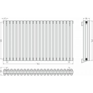 Радиатор двухрядный коаксиальный Сунержа Эстет-00 500х945 мм 21 секция 022-0332-5021