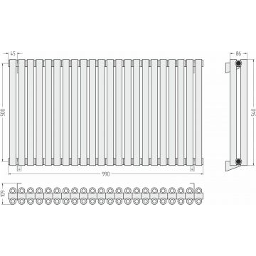 Радиатор двухрядный коаксиальный Сунержа Эстет-00 500х990 мм 22 секции 032-0332-5022