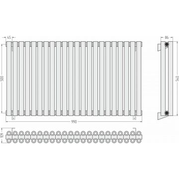 Радиатор двухрядный коаксиальный Сунержа (Sunerga) Эстет-00 500х990 мм 22 секции 30-0332-5022