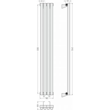 Радиатор однорядный глухой Сунержа Эстет-1 1200х180 мм 4 секции 00-0301-1204