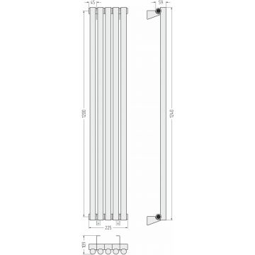 Радиатор однорядный глухой Сунержа Эстет-1 1200х225 мм 5 секций 00-0301-1205
