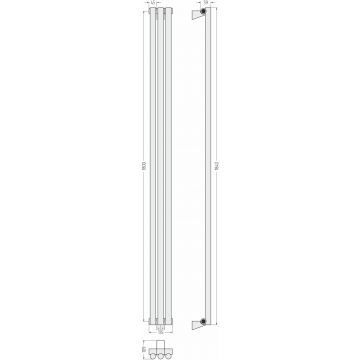 Радиатор однорядный глухой Сунержа (Sunerga) Эстет-1 1800х135 мм 3 секции 15-0301-1803