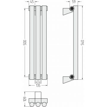 Радиатор однорядный глухой Сунержа Эстет-1 500х135 мм 3 секции 05-0301-5003