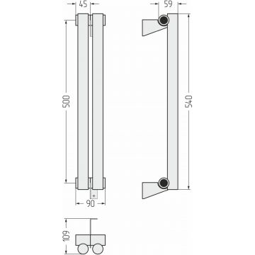 Радиатор однорядный глухой Сунержа (Sunerga) Эстет-1 500х90 мм 2 секции 071-0301-5002