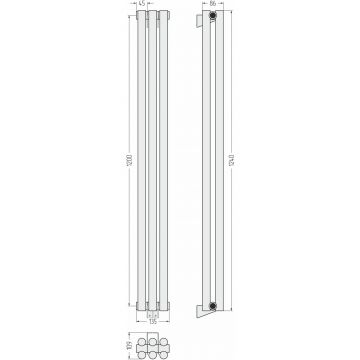 Радиатор двухрядный глухой Сунержа Эстет-11 1200х135 мм 3 секции 12-0302-1203