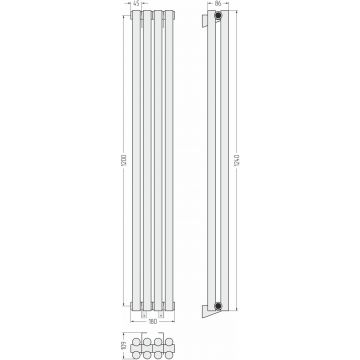 Радиатор двухрядный глухой Сунержа Эстет-11 1200х180 мм 4 секции 00-0302-1204