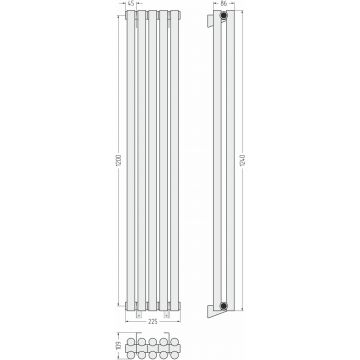 Радиатор двухрядный глухой Сунержа Эстет-11 1200х225 мм 5 секций 00-0302-1205