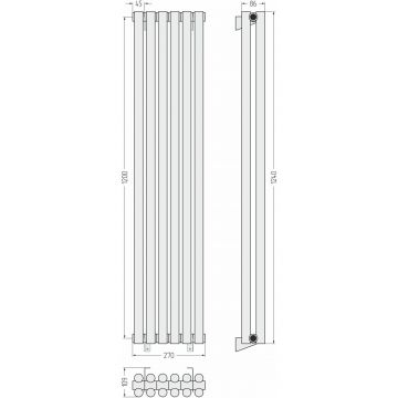 Радиатор двухрядный глухой Сунержа (Sunerga) Эстет-11 1200х270 мм 6 секций 30-0302-1206