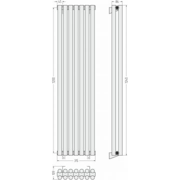 Радиатор двухрядный глухой Сунержа (Sunerga) Эстет-11 1200х315 мм 7 секций 31-0302-1207
