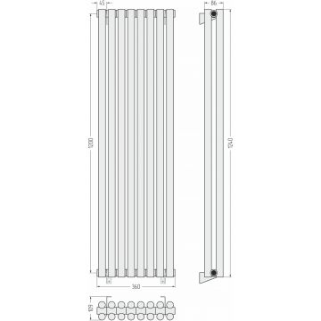 Радиатор двухрядный глухой Сунержа Эстет-11 1200х360 мм 8 секций 12-0302-1208