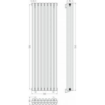 Радиатор двухрядный глухой Сунержа (Sunerga) Эстет-11 1200х360 мм 8 секций 071-0302-1208