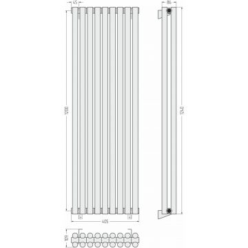 Радиатор двухрядный глухой Сунержа (Sunerga) Эстет-11 1200х405 мм 9 секций 15-0302-1209
