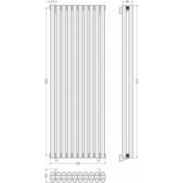 Радиатор двухрядный глухой Сунержа (Sunerga) Эстет-11 1200х450 мм 10 секций 31-0302-1210
