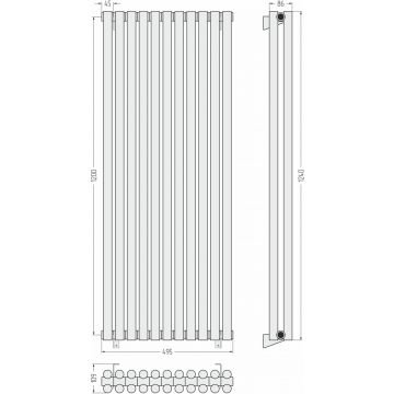 Радиатор двухрядный глухой Сунержа (Sunerga) Эстет-11 1200х495 мм 11 секций 30-0302-1211