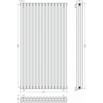 Радиатор двухрядный глухой Сунержа (Sunerga) Эстет-11 1200х675 мм 15 секций 071-0302-1215