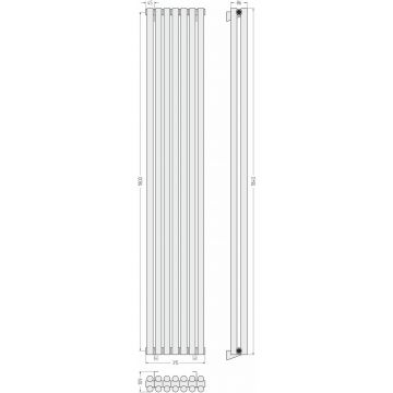 Радиатор двухрядный глухой Сунержа (Sunerga) Эстет-11 1800х315 мм 7 секций 051-0302-1807