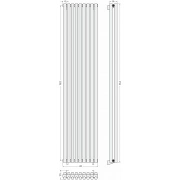 Радиатор двухрядный глухой Сунержа (Sunerga) Эстет-11 1800х405 мм 9 секций 31-0302-1809