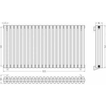 Радиатор двухрядный глухой Сунержа (Sunerga) Эстет-11 500х1035 мм 23 секции 15-0302-5023