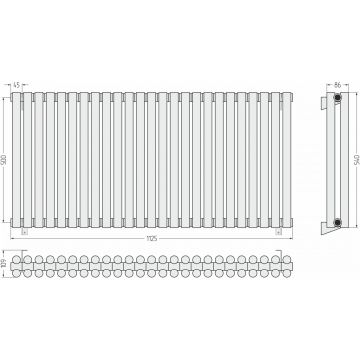 Радиатор двухрядный глухой Сунержа (Sunerga) Эстет-11 500х1125 мм 25 секций 31-0302-5025