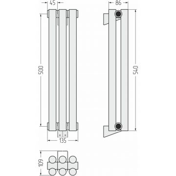 Радиатор двухрядный глухой Сунержа Эстет-11 500х135 мм 3 секции 12-0302-5003