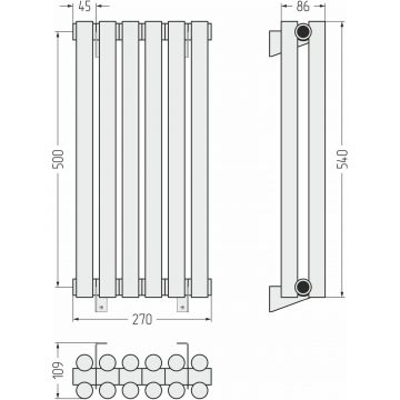 Радиатор двухрядный глухой Сунержа Эстет-11 500х270 мм 6 секций 00-0302-5006