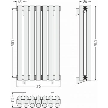 Радиатор двухрядный глухой Сунержа Эстет-11 500х315 мм 7 секций 31-0302-5007