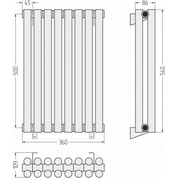 Радиатор двухрядный глухой Сунержа Эстет-11 500х360 мм 8 секций 12-0302-5008