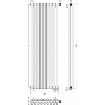 Радиатор двухрядный коаксиальный Сунержа Эстет-00 EU50 1200х405 мм 9 секций 00-0322-1209