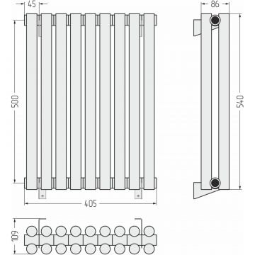 Радиатор двухрядный глухой Сунержа (Sunerga) Эстет-11 500х405 мм 9 секций 31-0302-5009
