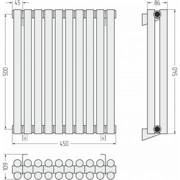 Радиатор двухрядный глухой Сунержа (Sunerga) Эстет-11 500х450 мм 10 секций 03-0302-5010