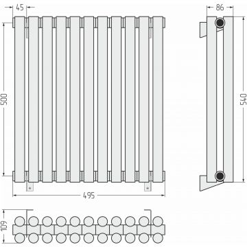 Радиатор двухрядный глухой Сунержа (Sunerga) Эстет-11 500х495 мм 11 секций 020-0302-5011