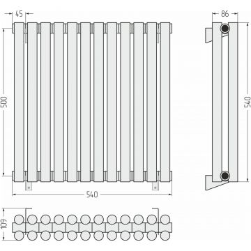 Радиатор двухрядный глухой Сунержа (Sunerga) Эстет-11 500х540 мм 12 секций 020-0302-5012