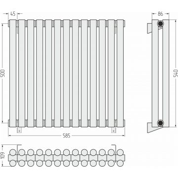 Радиатор двухрядный глухой Сунержа Эстет-11 500х585 мм 13 секций 12-0302-5013
