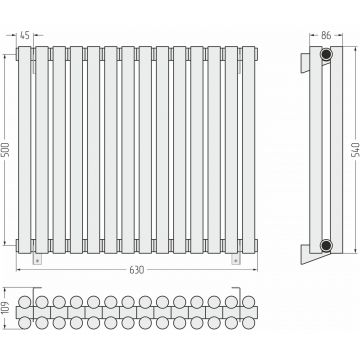 Радиатор двухрядный глухой Сунержа (Sunerga) Эстет-11 500х630 мм 14 секций 31-0302-5014