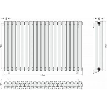 Радиатор двухрядный глухой Сунержа Эстет-11 500х855 мм 19 секций 12-0302-5019